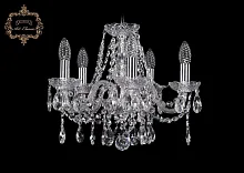 Люстра подвесная хрустальная 11.12.5.141.Cr.Sp Богемиа Арт Классик прозрачная на 5 ламп, основание хром в стиле классический Люстра подвесная хрустальная 11.12.5.141.Cr.Sp Богемиа Арт Классик прозрачная на 5 ламп, основание хром в стиле классический